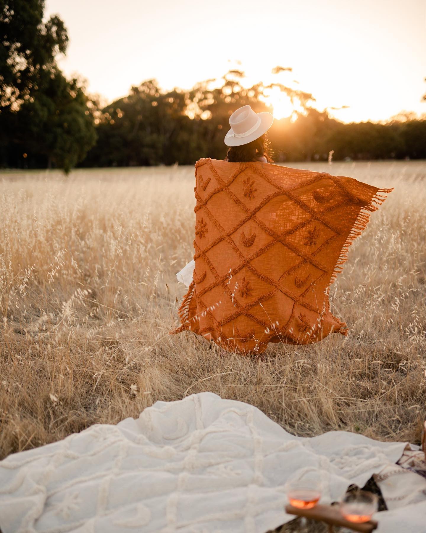 Wild Moonshine Tan Throw - Celestial Design, Natural Cotton | Wild Throw Co.