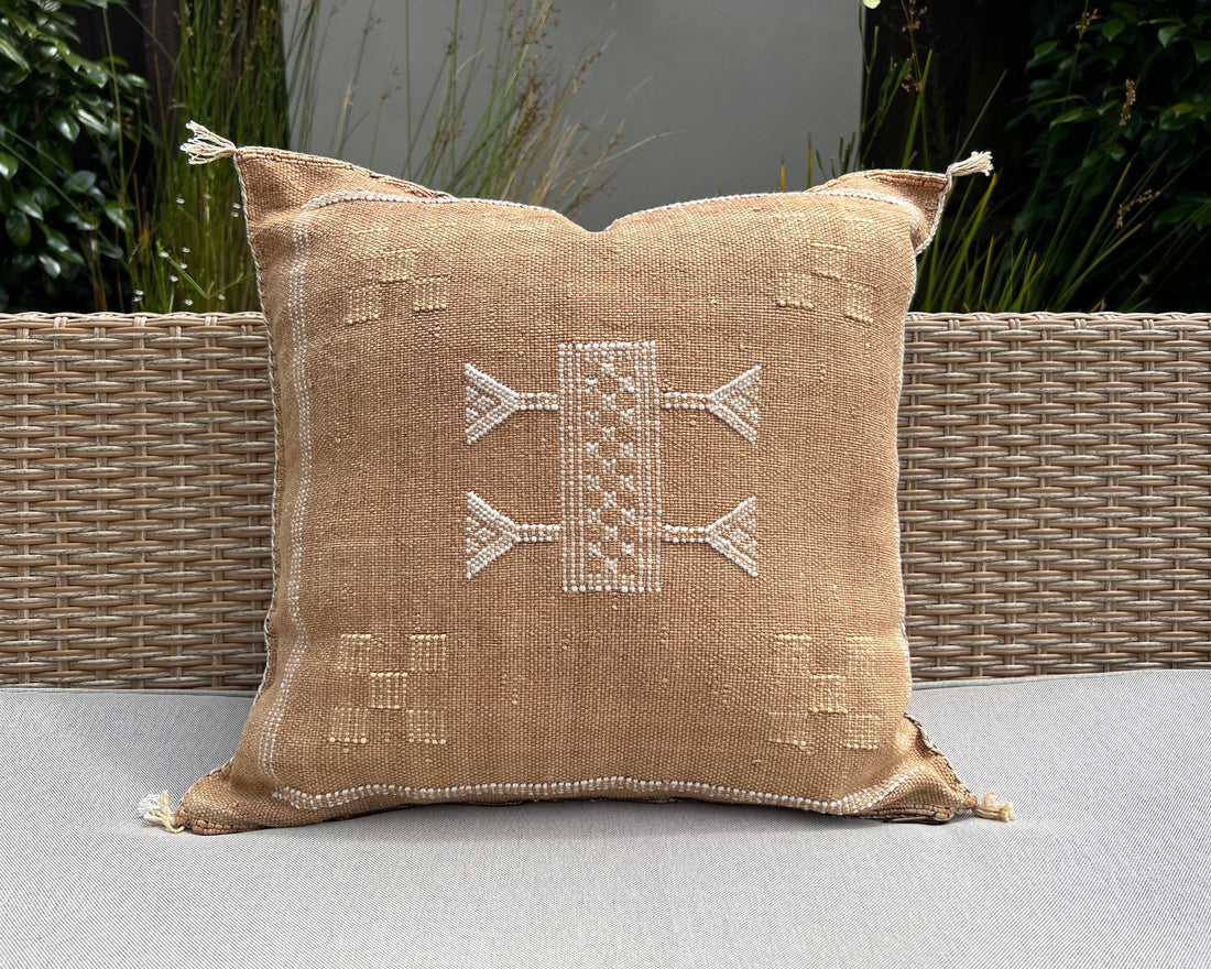 Caramel Cactus Silk Pillowcase - Artisanal Moroccan Charm | Wild Throw Co.