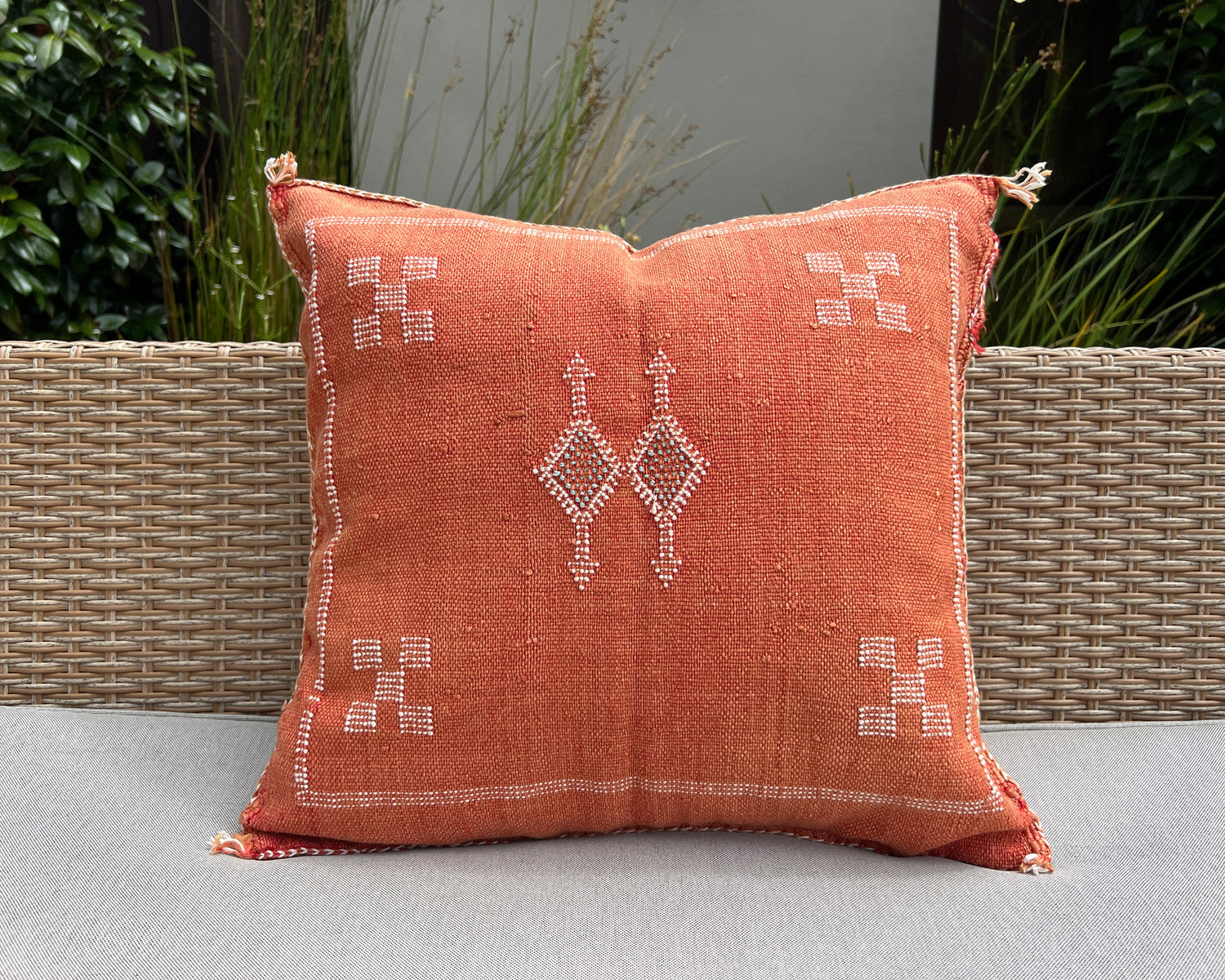Terracotta Cactus Silk Pillowcase - Handcrafted Moroccan Artisan Elegance | Wild Throw Co.