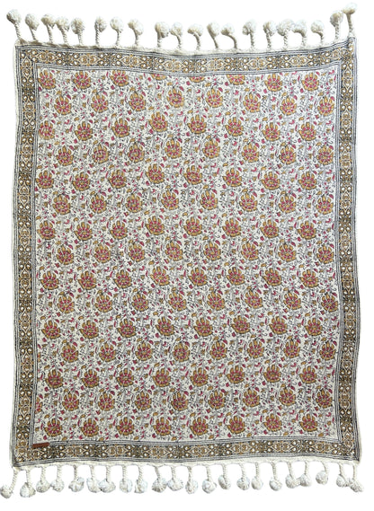 Wild Bloom Offwhite Throw - Ethically Handcrafted in Natural Cotton | Wild Throw Co.