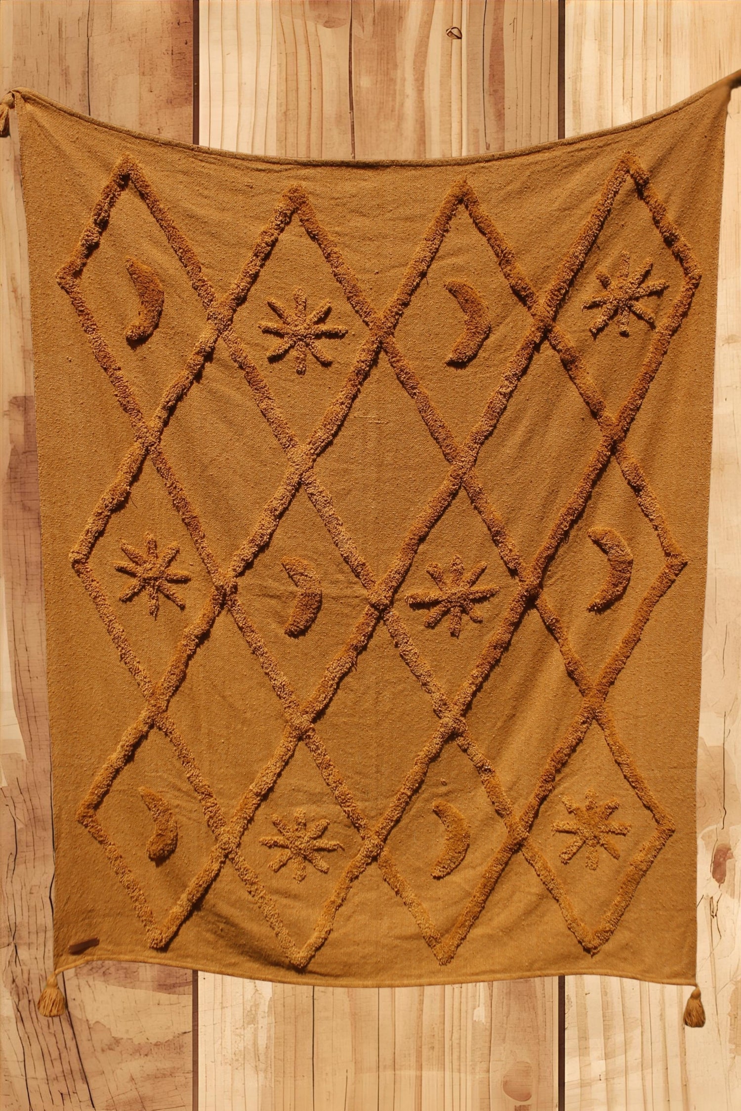 Wild Moonshine Tan Throw - Celestial Design, Natural Cotton | Wild Throw Co.