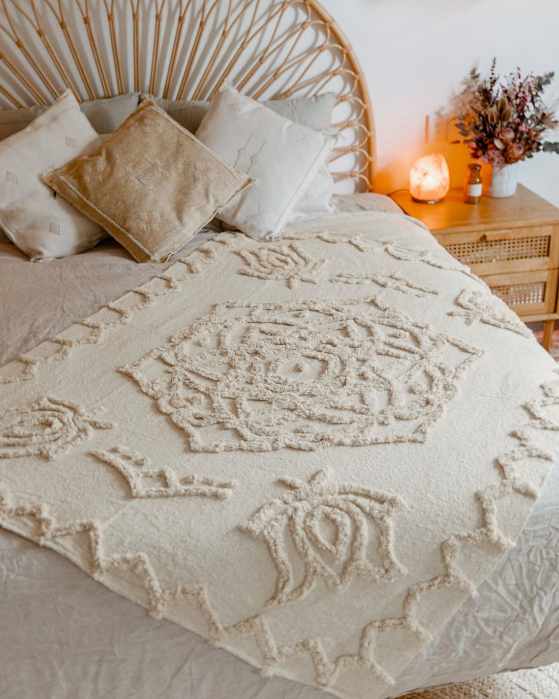 Wild Mandala White Throw - Artistic Cotton Masterpiece | Wild Throw Co.