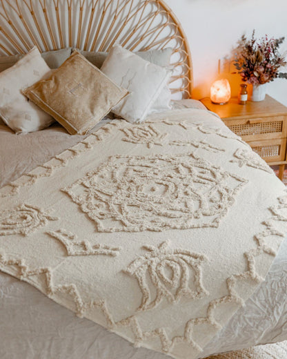 Wild Mandala White Throw - Artistic Cotton Masterpiece | Wild Throw Co.