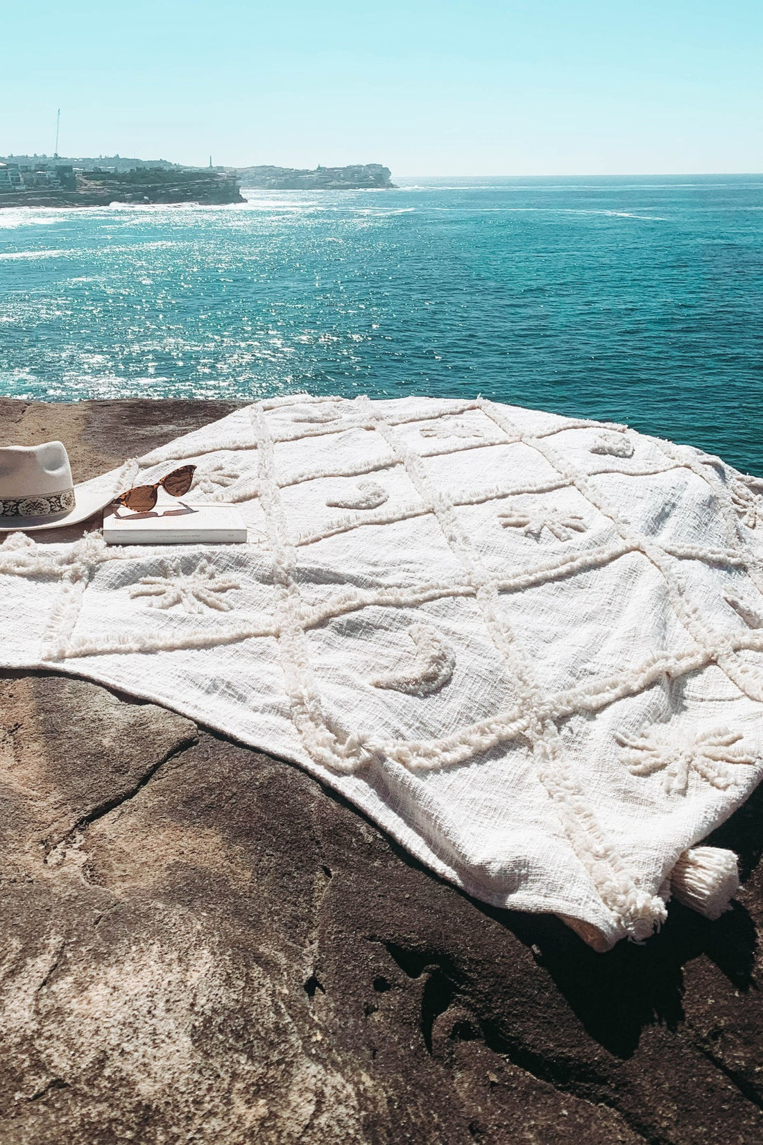 Wild Moonshine White Throw - Celestial Design, Natural Cotton | Wild Throw Co.